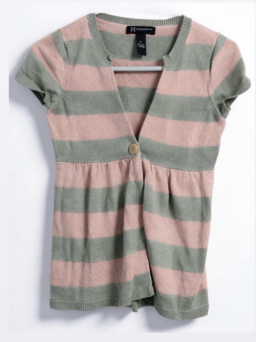 Light Pink and Gray Short Sleeve Striped Sweater Size Small